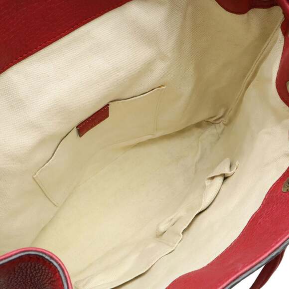 GUCCI Authentic Red Leather Bamboo Shoulder Bag - Picture 8 of 10